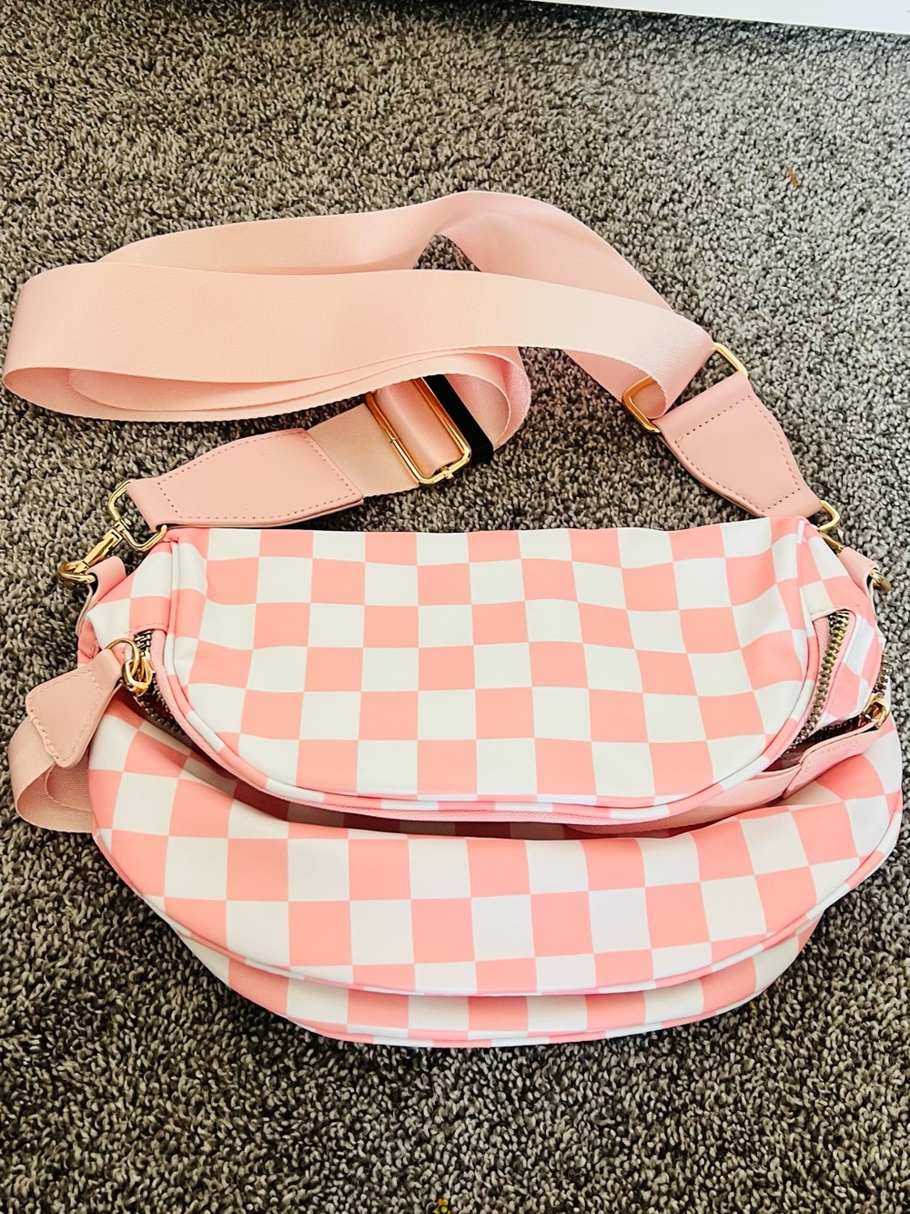 Pink Checkered Crossbody Bag - Stylish Everyday Carry